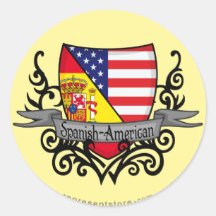 Spanish-American Shield Flag Classic Round Sticker