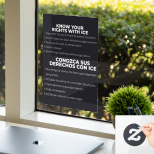 Spanish and English Know Your Rights ICE Window Cling