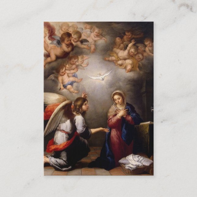 Spanish Annunciation Virgin Mary Angelus Prayer  Business Card (Front)