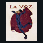 Spanish Art Deco Illustration ~ Artist Penagos Poster<br><div class="desc">Art Deco Illustration for La Voz in La Estera, circa 1917 by artist Rafael de Penagos (1889-1954), depicts a slender figure in dark blue tights, black dancing shoes, and a swirling red cape. A stunning piece for the lover of art, and great for any modern home decor! The bulk of...</div>