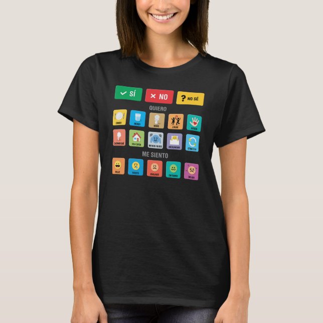 Spanish Autism AAC PECS Pointing Communication 02 T-Shirt (Front)