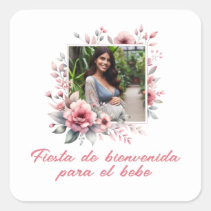 Spanish Baby Shower Fiesta De Bienvenida Al Bebé Square Sticker