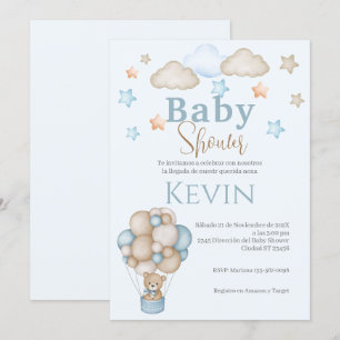 Spanish Baby Shower Invitation Blue Bear Boy