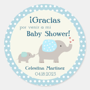 Spanish Baby Shower/Pegatina Baby Shower Elephants Classic Round Sticker