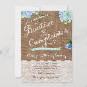 Spanish Baptism and Birthday Cumple y Bautizo Invitation