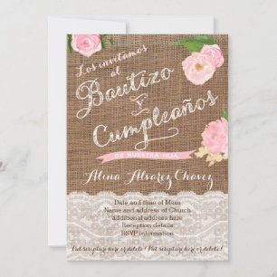 Spanish Baptism and birthday invites for girl