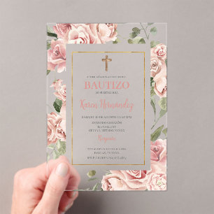 Spanish Baptism Girl Acrylic Invitations