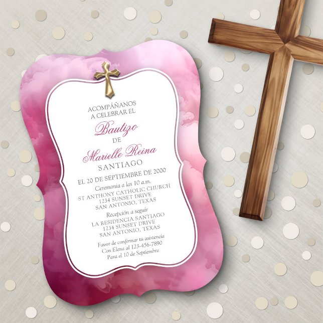 Spanish Baptism Girls' Invitation (Creator Uploaded)