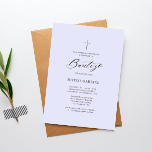 Spanish Baptism   Invitacion De Bautizo Lavender Invitation