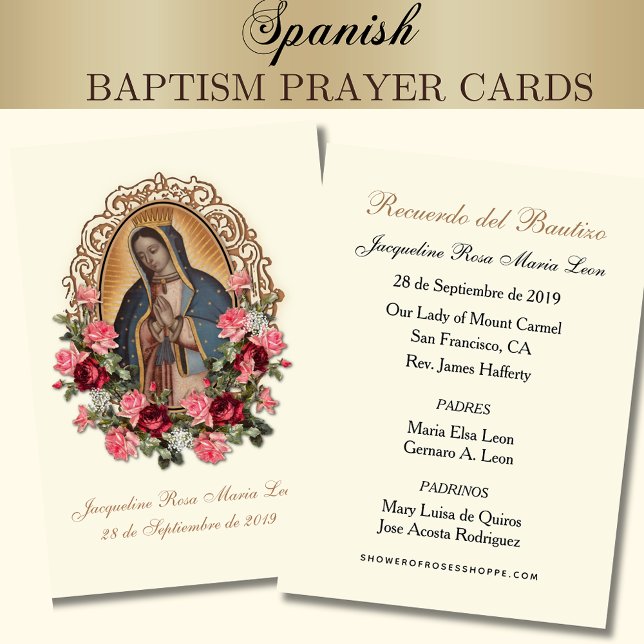 SPANISH BAPTISM RECUERDO BAUTIZO RELIGIOUS PRAYER  BUSINESS CARD (Creator Uploaded)