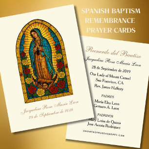 SPANISH BAPTISM RECUERDO BAUTIZO RELIGIOUS PRAYER  BUSINESS CARD