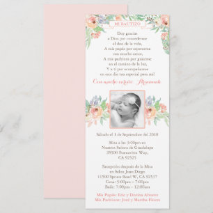 Spanish Bautizo Peach Spring Baptism invites girl