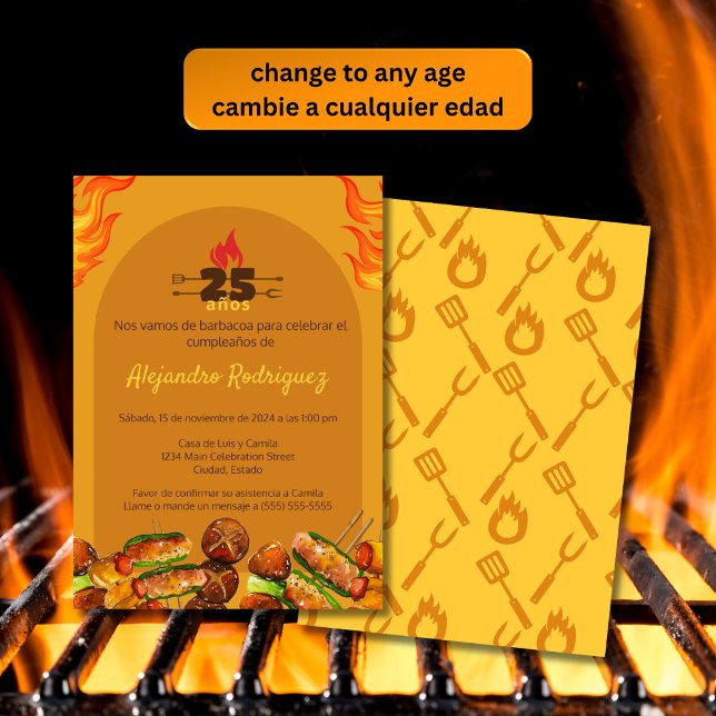 Spanish BBQ Grill Any Age for Men Birthday Party Invitation (Creator Uploaded)