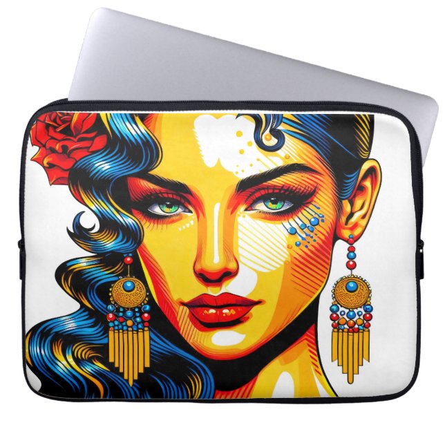 Spanish beauty - Pop colors portrait Laptop Sleeve (Front)