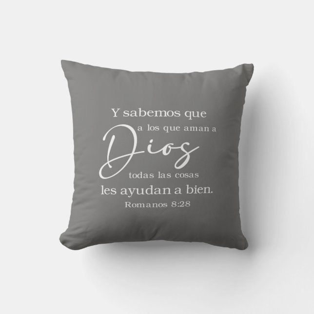 Spanish Bible Verse Romanos 8:28 Cojín Cushion (Front)