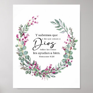 Spanish Bible Verse Romanos 8:28 Póster Poster