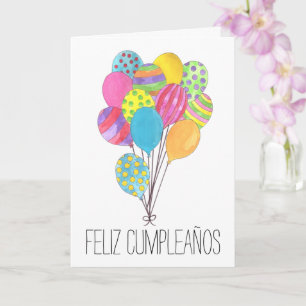 Spanish Birthday bunch of balloons Card