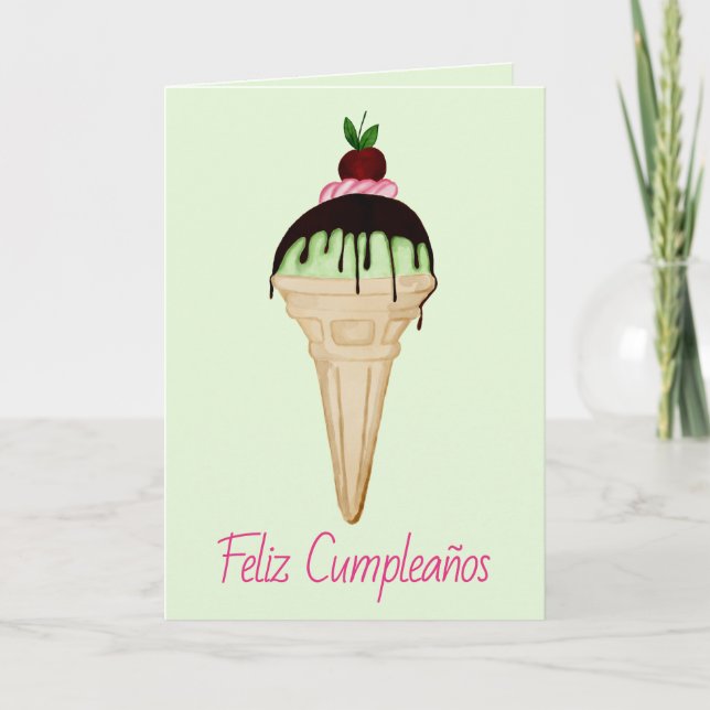 Spanish Birthday Ice Cream cupcakes  Card (Front)