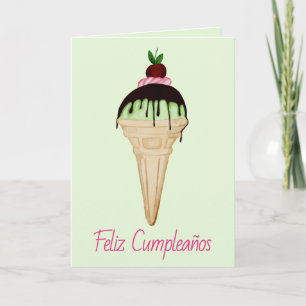 Spanish Birthday Ice Cream cupcakes Card