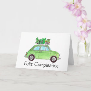 Spanish Birthday Retro Fiat 500 Card