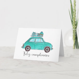 Spanish Birthday Retro Fiat 500 Card