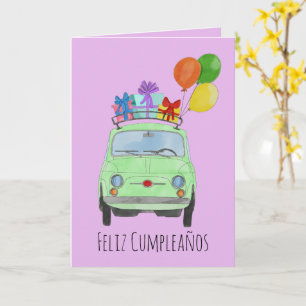 Spanish Birthday Retro Fiat 500 Card