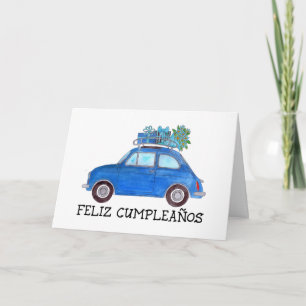 Spanish Birthday Retro Fiat 500 Card