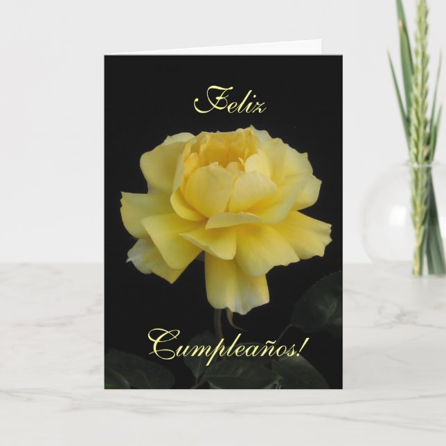 Spanish: birthday rose/ Cumpleanos, rosa Card (Front)