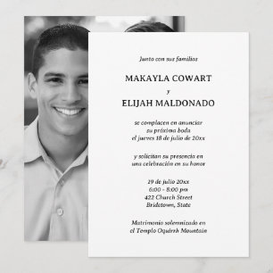 Spanish Black and White Wedding Reception Invitation