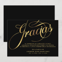 Spanish Black  & Gold Calligraphy Funeral 
