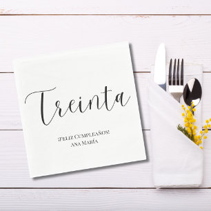 Spanish Black & White Minimalist 30th Birthday  Napkin