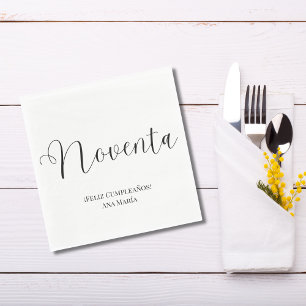 Spanish Black & White Minimalist 90th Birthday Napkin