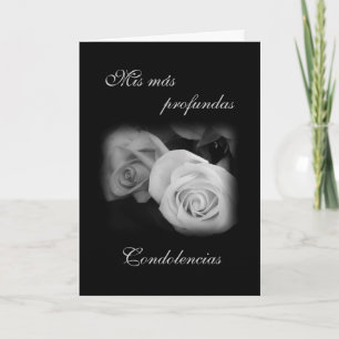 Spanish: Black & white rose - Condolencias Card