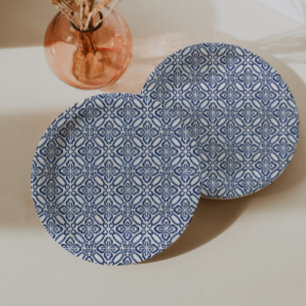 Spanish Blue And White Tiles Bridal Shower Brunch Paper Plate