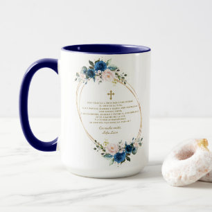 Spanish Blue Floral Gracias Con Oración Bautizo Mug