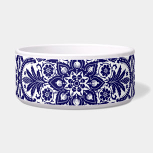 Spanish Blue Flower Pet Bowl