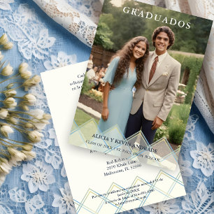 Spanish Blue Shades Overlay Vellum Shapes Photo Invitation