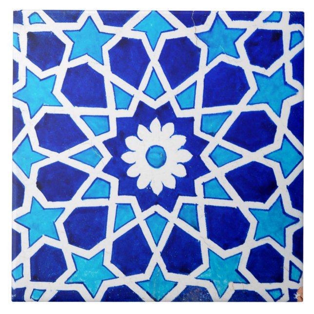 Spanish Blue Stars Ceramic Photo Tile (Front)