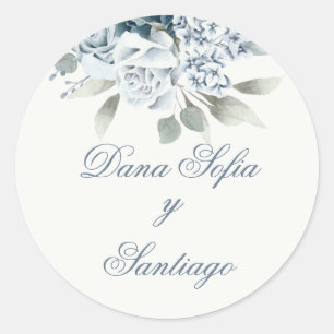 Spanish Blue Wedding Classic Round Sticker