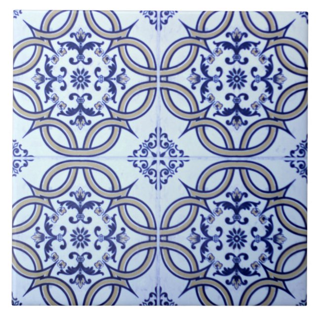 Spanish Blue & White Ceramic Photo Tile (Front)