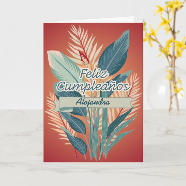 Spanish Bohemian Floral Terracotta Happy Birthday  Card (Yellow Flower)