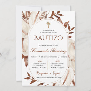 Spanish Boho Baptism Floral Invitation