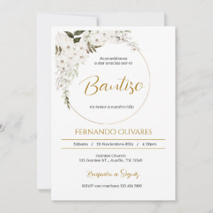 Spanish Boho Baptism Floral Invitation