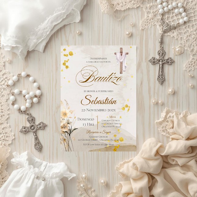 Spanish Boho Baptism  Invitation (Creator Uploaded)