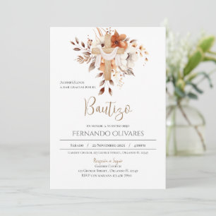 Spanish Boho Floral Baptism invitation