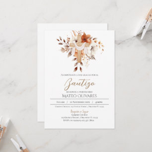 Spanish Boho Floral Baptism invitation