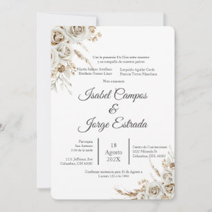 Spanish Boho Floral Wedding Invitation