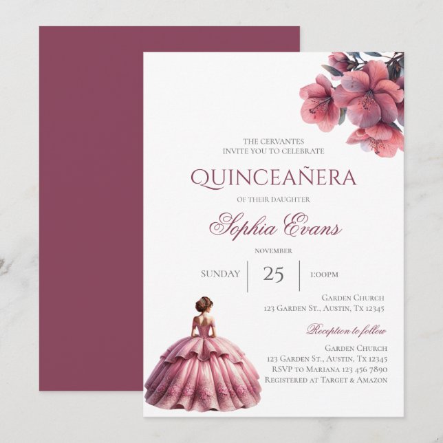 Spanish Boho Quinceanera Invitation (Front/Back)