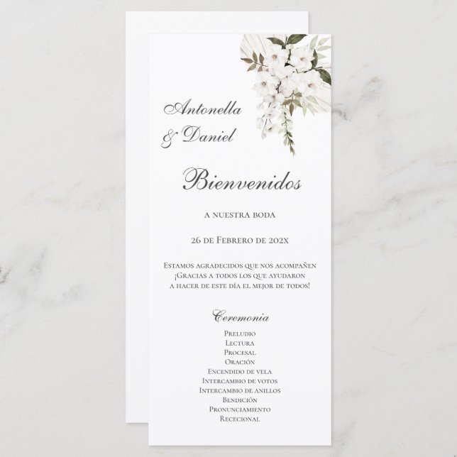 Spanish Boho Wedding Program (Front/Back)