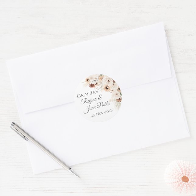 Spanish Boho Wedding round sticker  (Envelope)